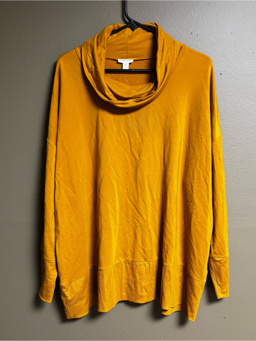 Garnet Hill Golden Yellow Cowl Neck Lightweight Tunic Top size Women’s XL